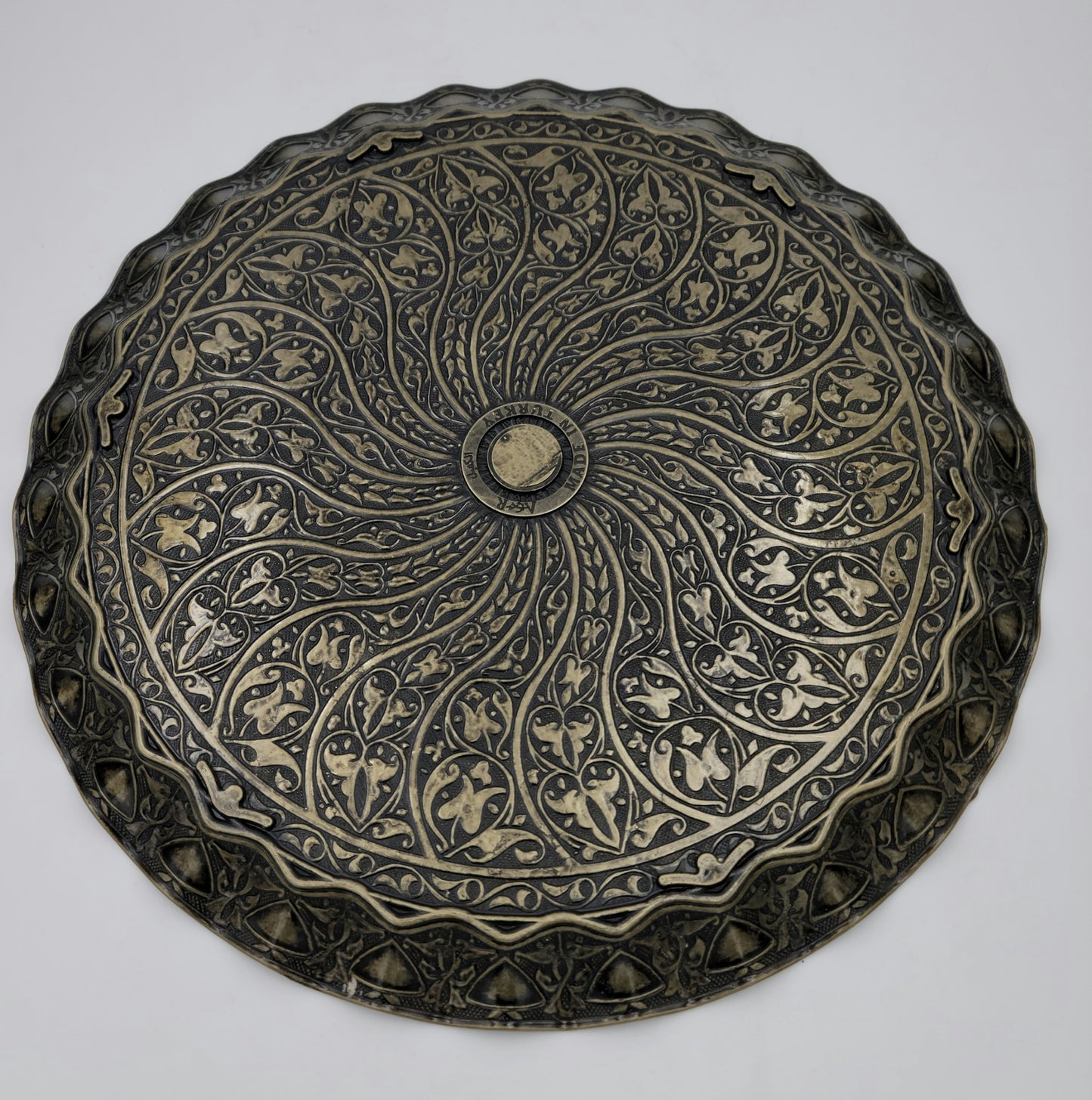 Turkish Ottoman Coffee Tea Serving Tray – 13.75 Inches, Wavy Zamac Tray - Grannies Garage