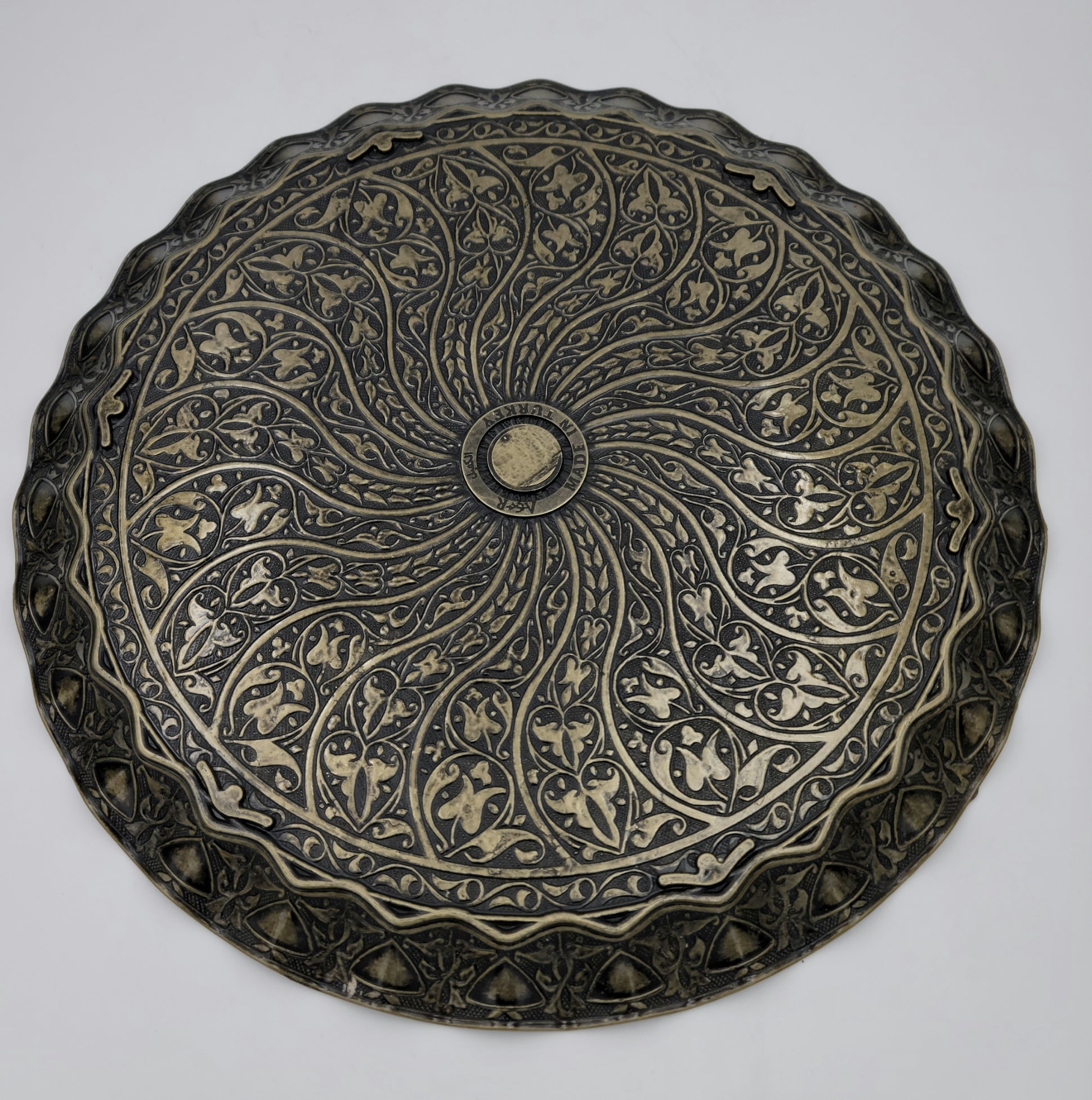 Turkish Ottoman Coffee Tea Serving Tray – 13.75 Inches, Wavy Zamac Tray - Grannies Garage