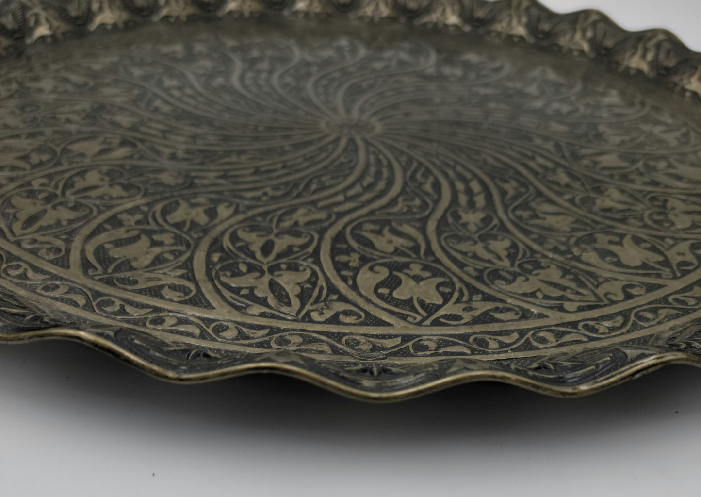 Turkish Ottoman Coffee Tea Serving Tray – 13.75 Inches, Wavy Zamac Tray - Grannies Garage