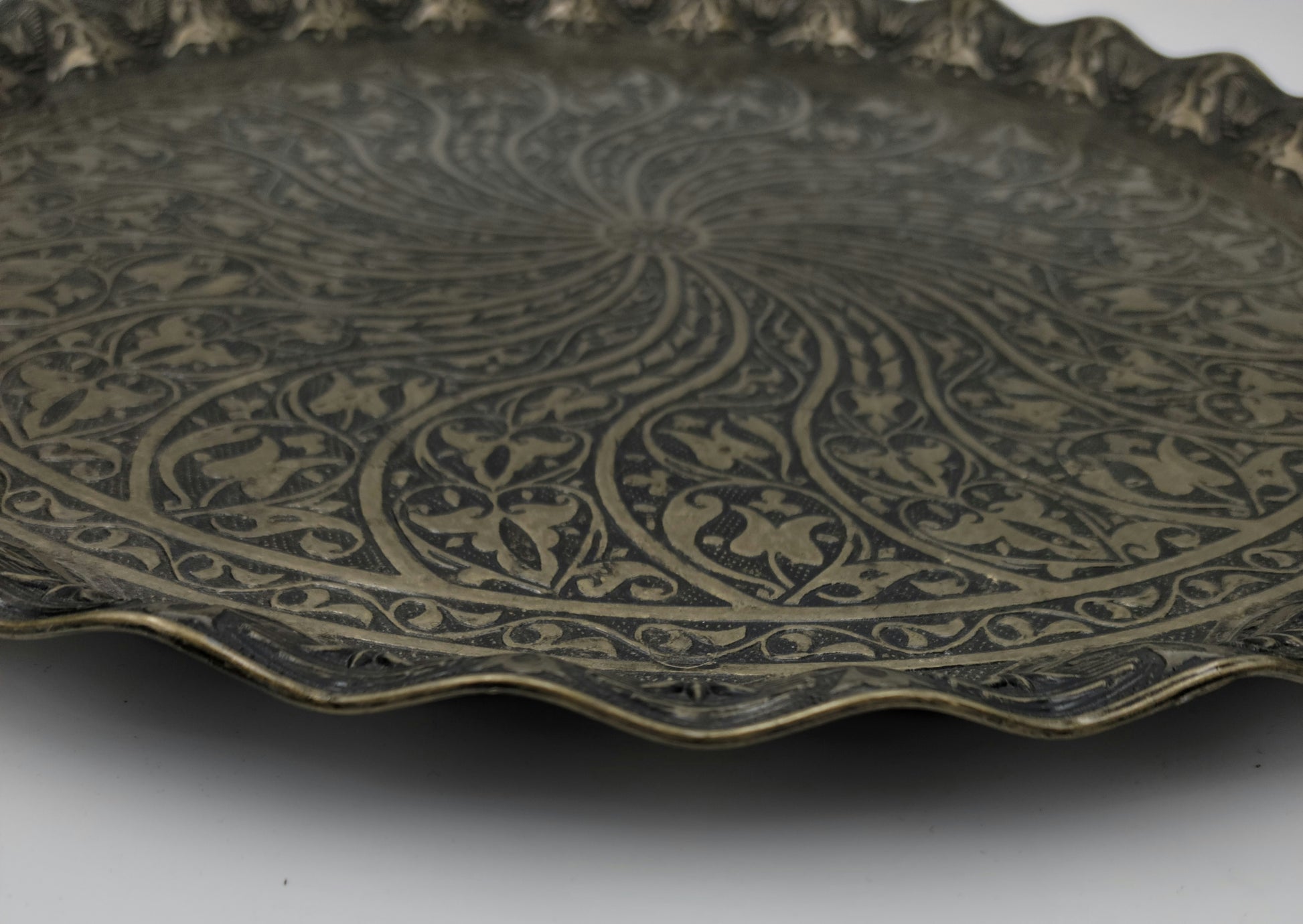Turkish Ottoman Coffee Tea Serving Tray – 13.75 Inches, Wavy Zamac Tray - Grannies Garage