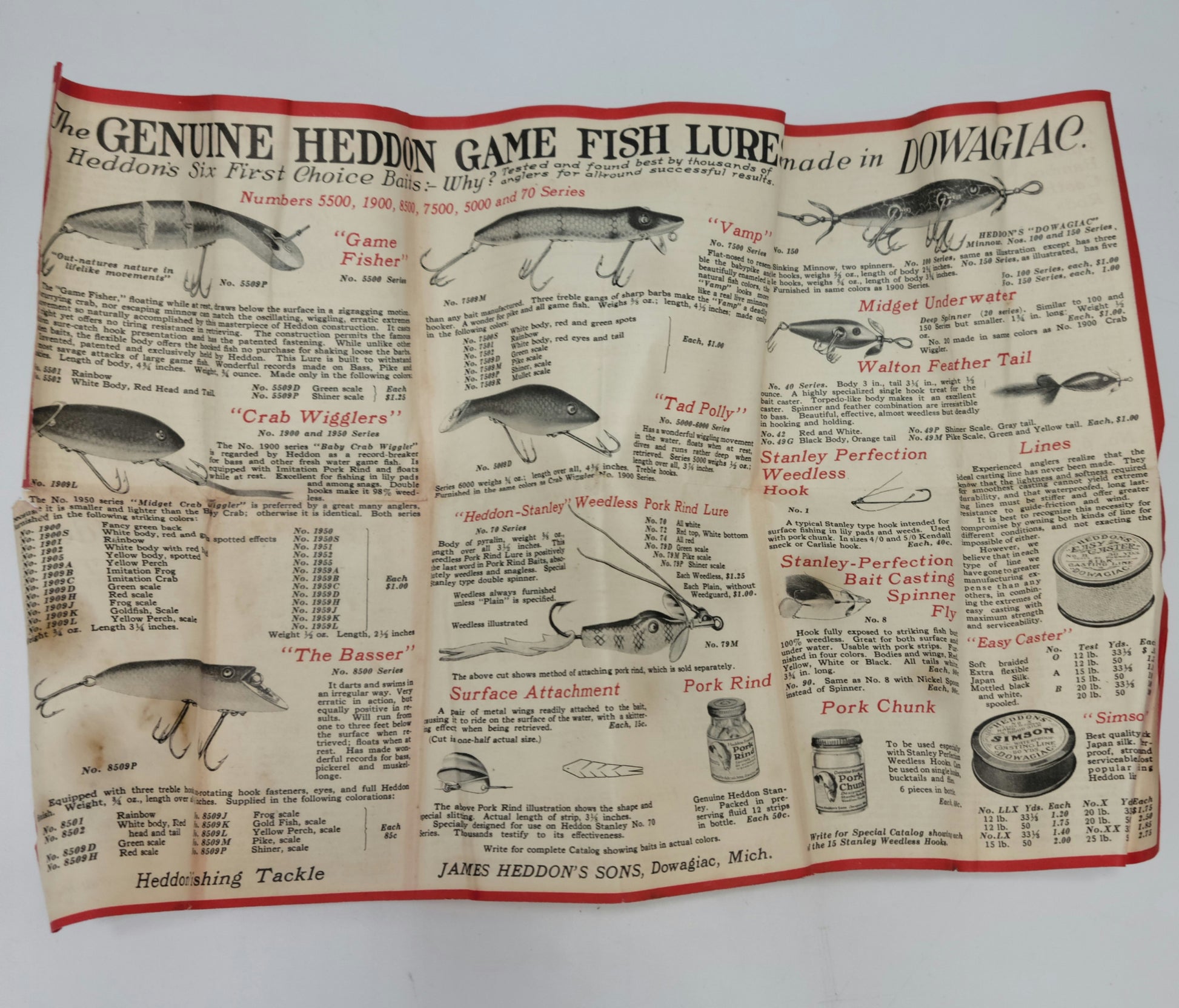 Heddon Fishing lure Dowagiac Minnow with paper and box.1920 to 1927 - Grannies Garage