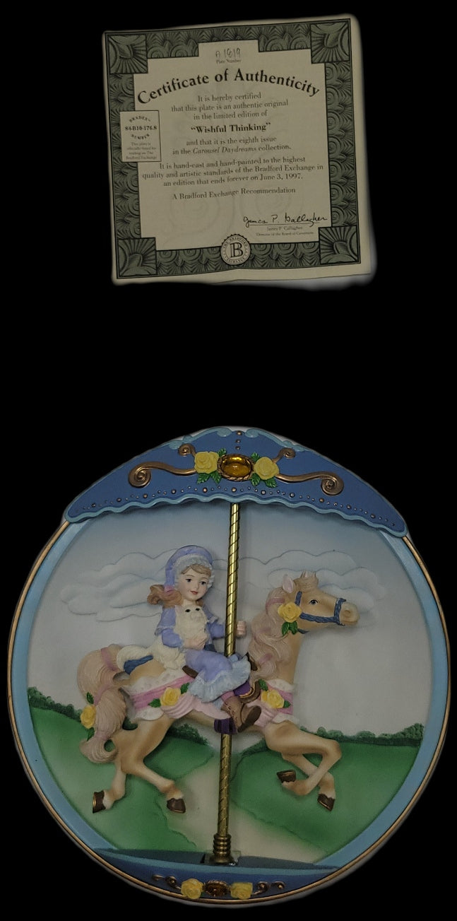 Bradford Exchange 1995 Carousel Daydreams "Wishful thinking" Musical Motion Plate - Grannies Garage