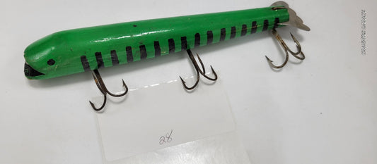 Vintage Wood 9" 3 Hook Fishing Lure - Grannies Garage