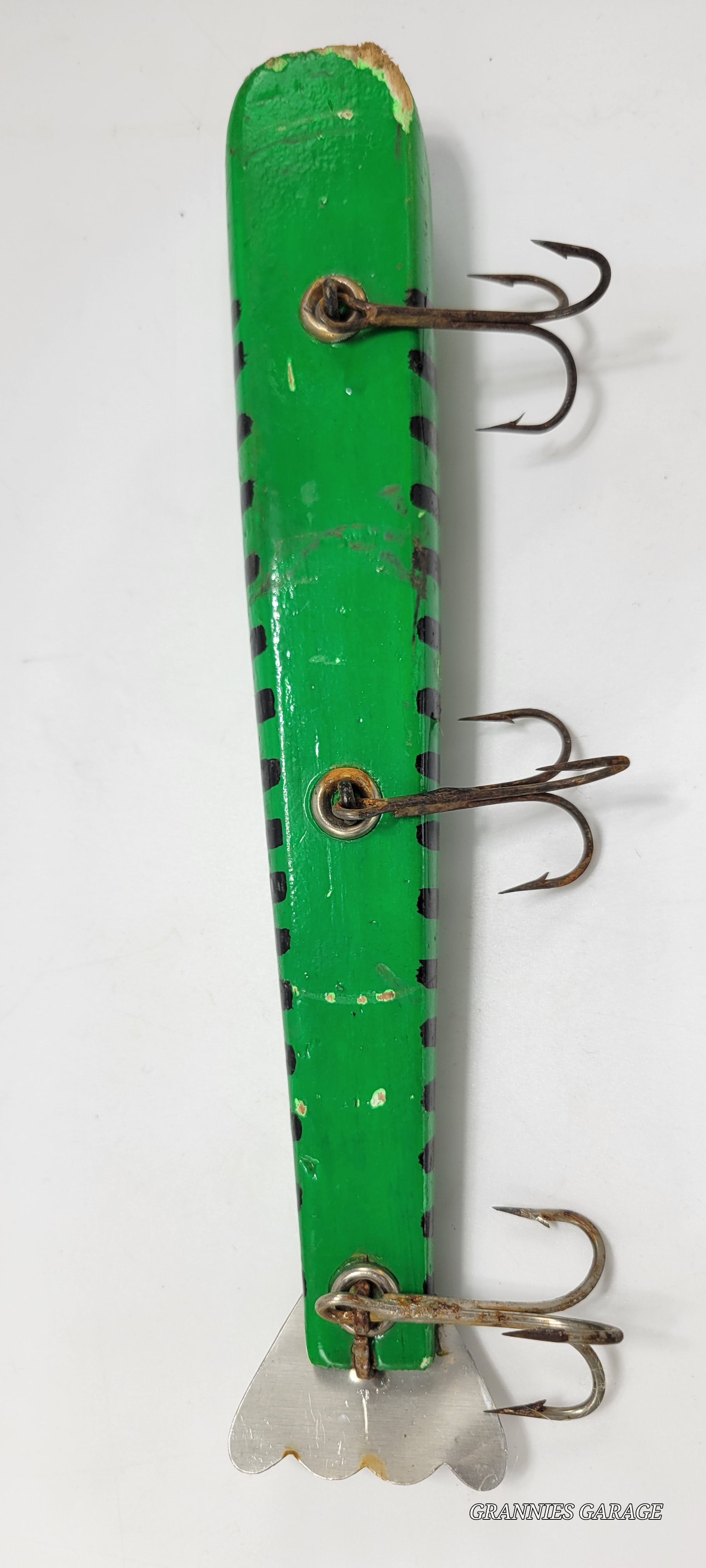 Vintage Wood 9" 3 Hook Fishing Lure - Grannies Garage