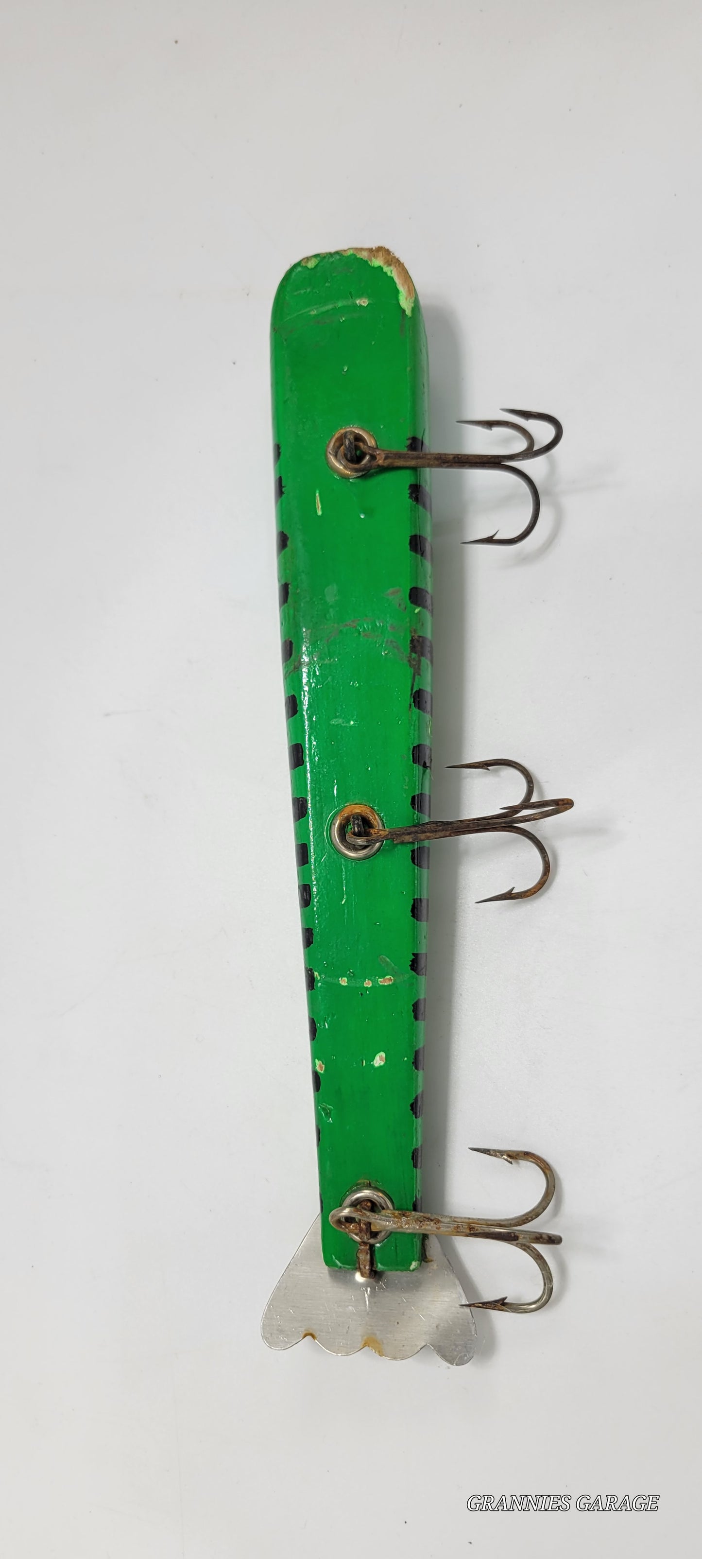 Vintage Wood 9" 3 Hook Fishing Lure - Grannies Garage