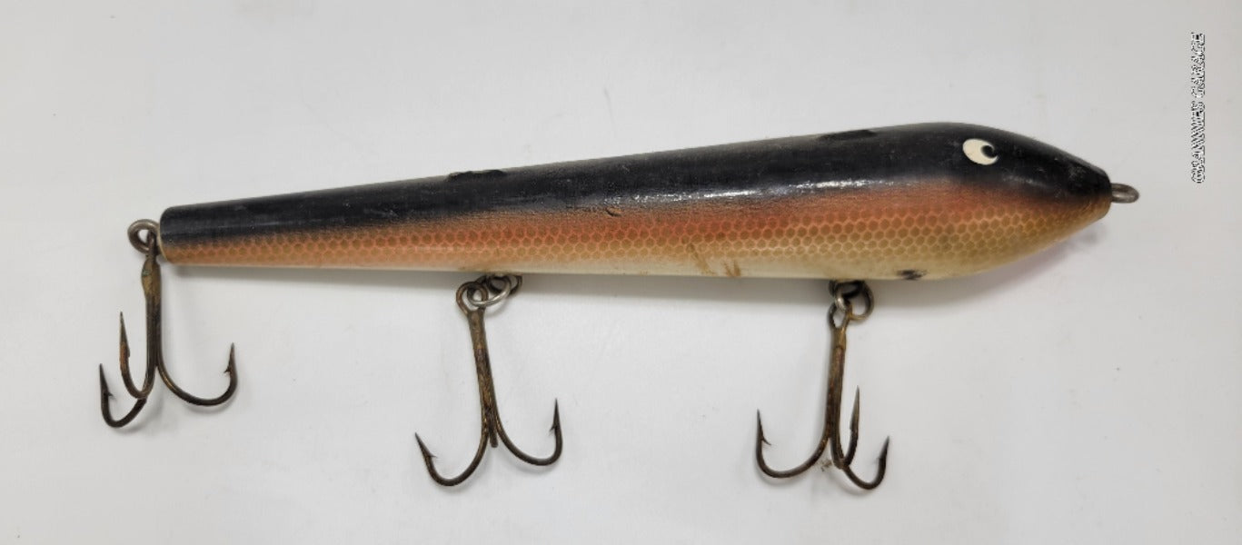 Vintage Weighted Black and Orange- 3 hook-9" Fishing Lure - Grannies Garage