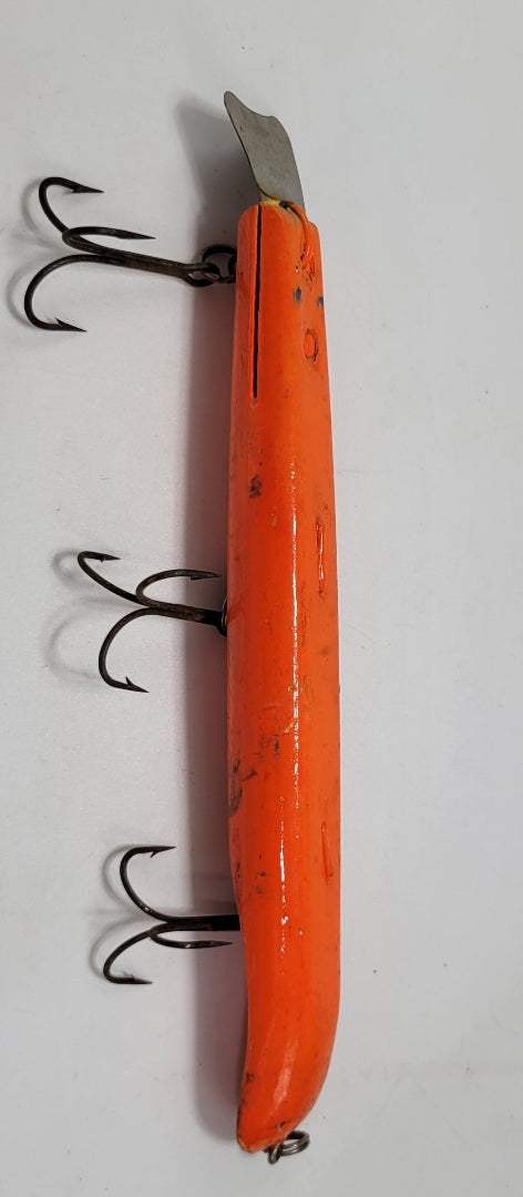 3 Hook Wood Orange 9 " fishing lure Muskie, Salmon, or Large Fish - Grannies Garage