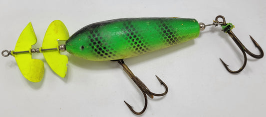 Green, Yellow and Black 2 Hooks and 2 Yellow Spinners Fishing Lure - Grannies Garage