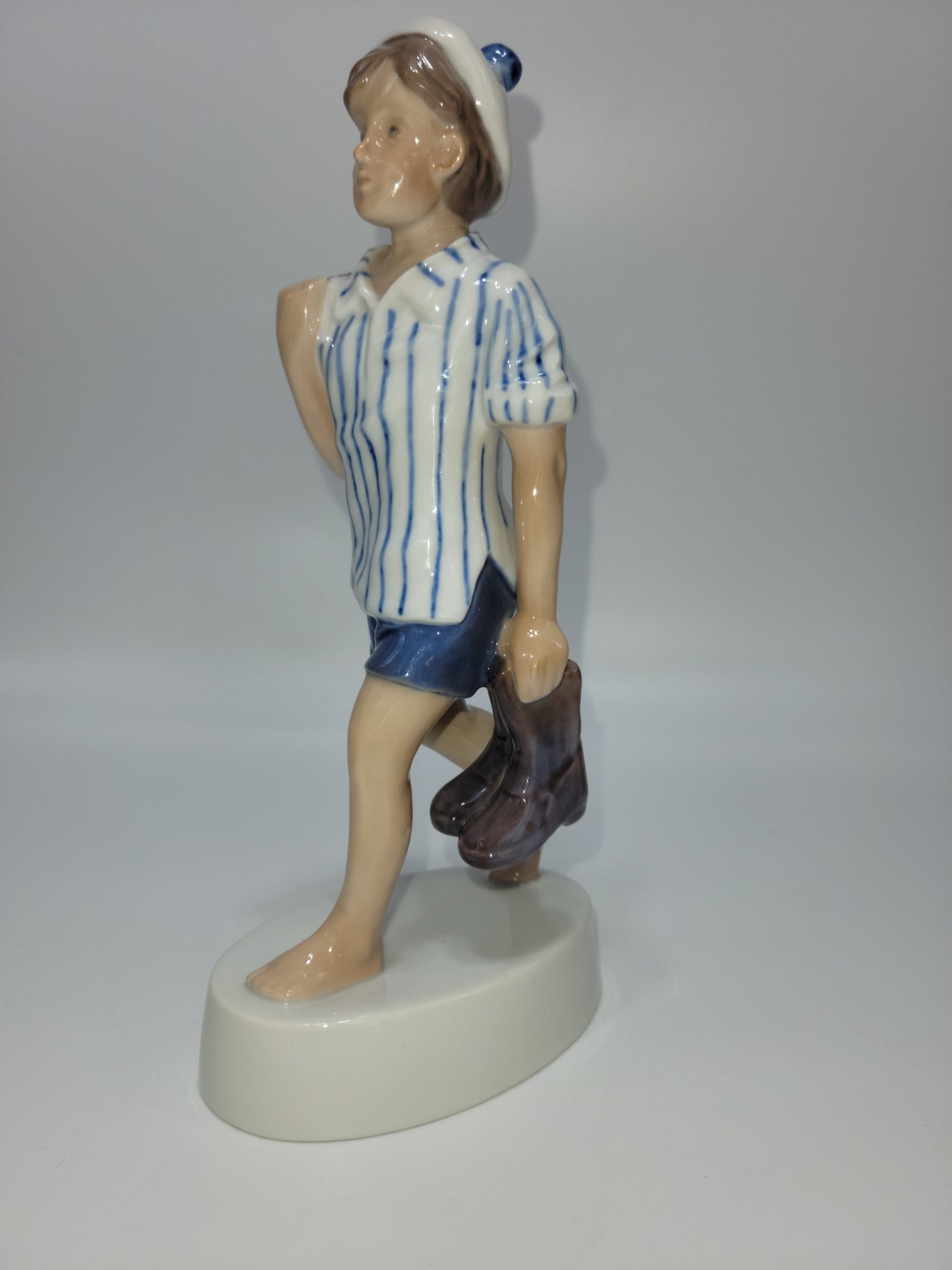 Bing And Grondahl Figurine Of The Year 1984 Peter with Barefeet and Fish by Soren Brunoem - Grannies Garage