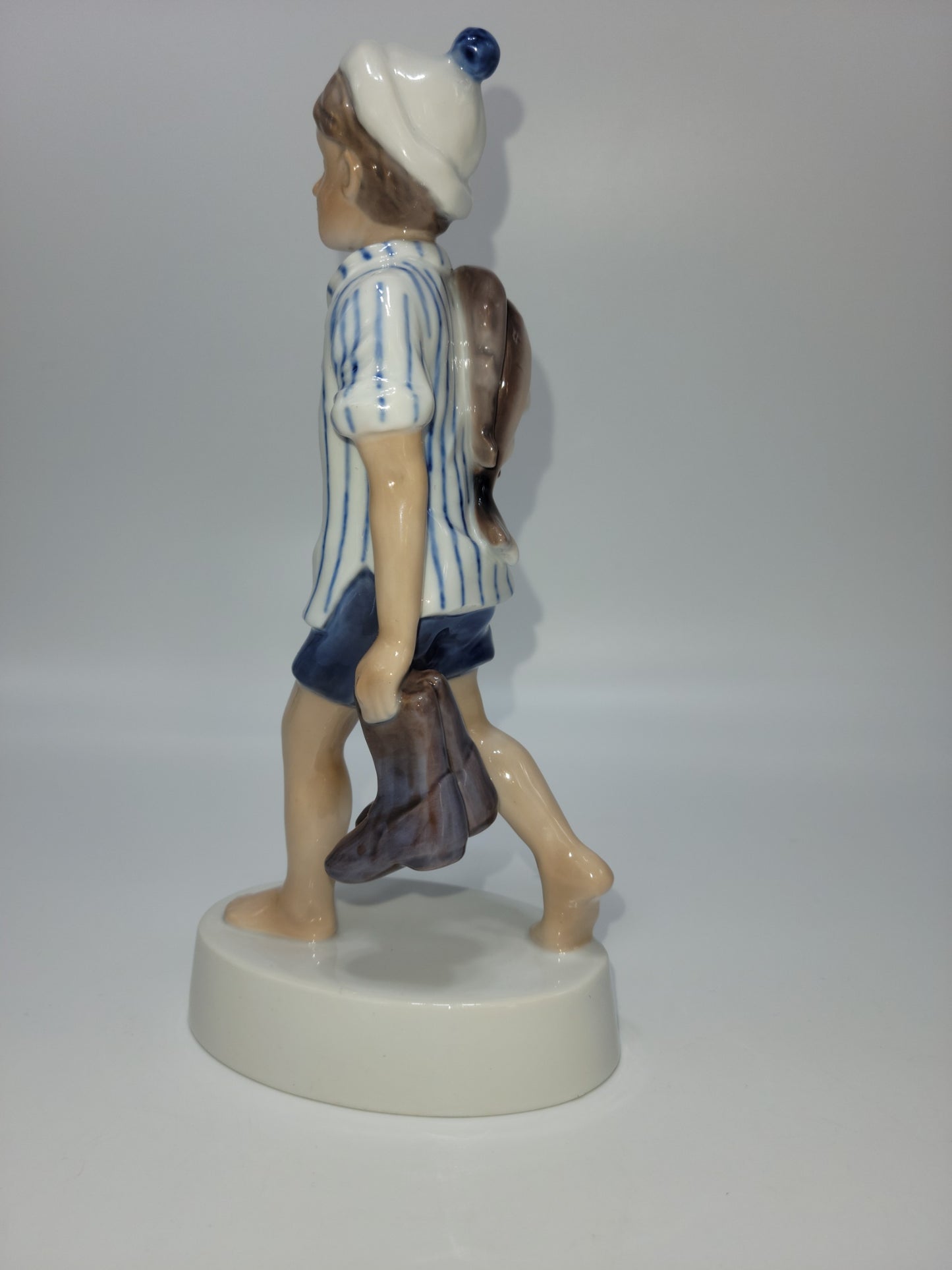 Bing And Grondahl Figurine Of The Year 1984 Peter with Barefeet and Fish by Soren Brunoem - Grannies Garage