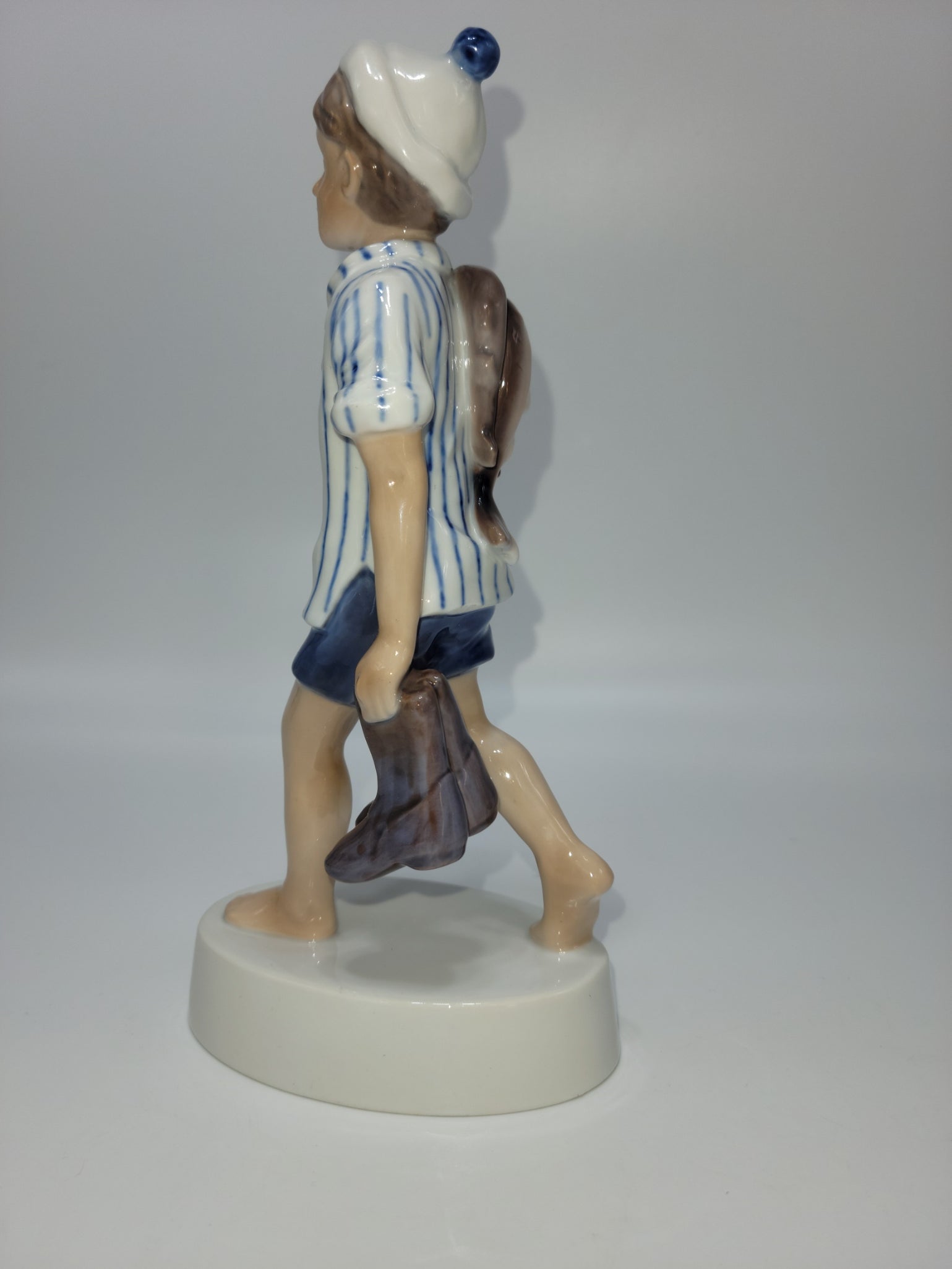 Bing And Grondahl Figurine Of The Year 1984 Peter with Barefeet and Fish by Soren Brunoem - Grannies Garage