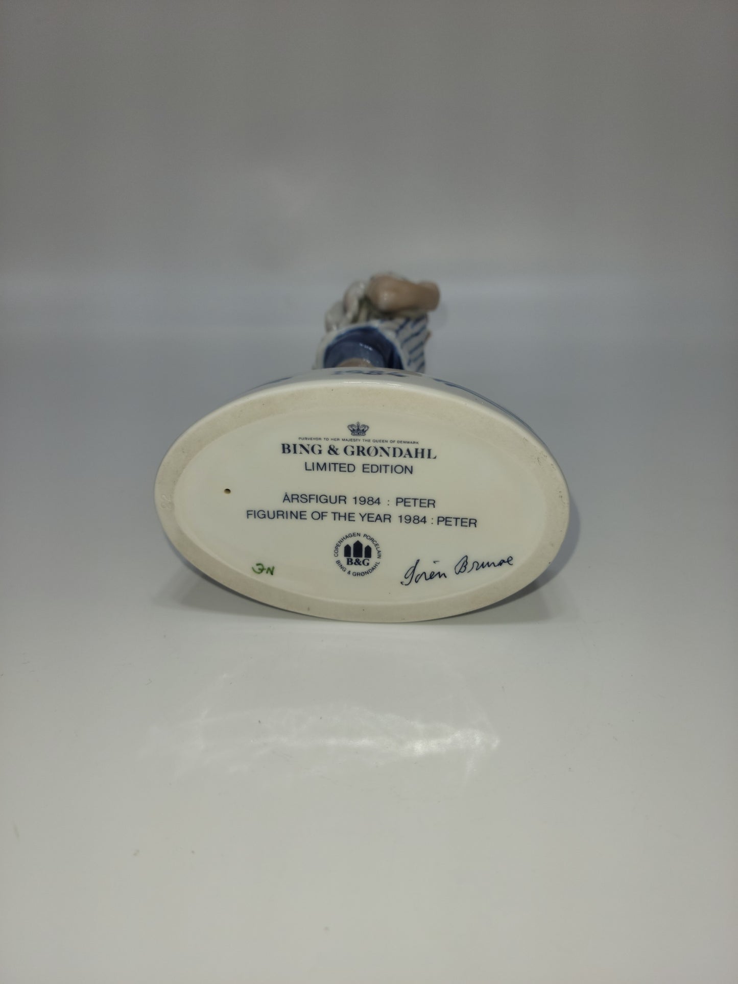 Bing And Grondahl Figurine Of The Year 1984 Peter with Barefeet and Fish by Soren Brunoem - Grannies Garage