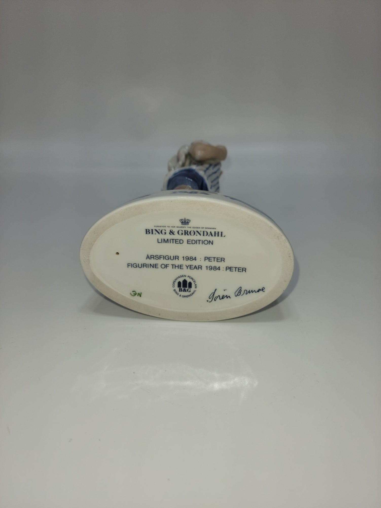 Bing And Grondahl Figurine Of The Year 1984 Peter with Barefeet and Fish by Soren Brunoem - Grannies Garage