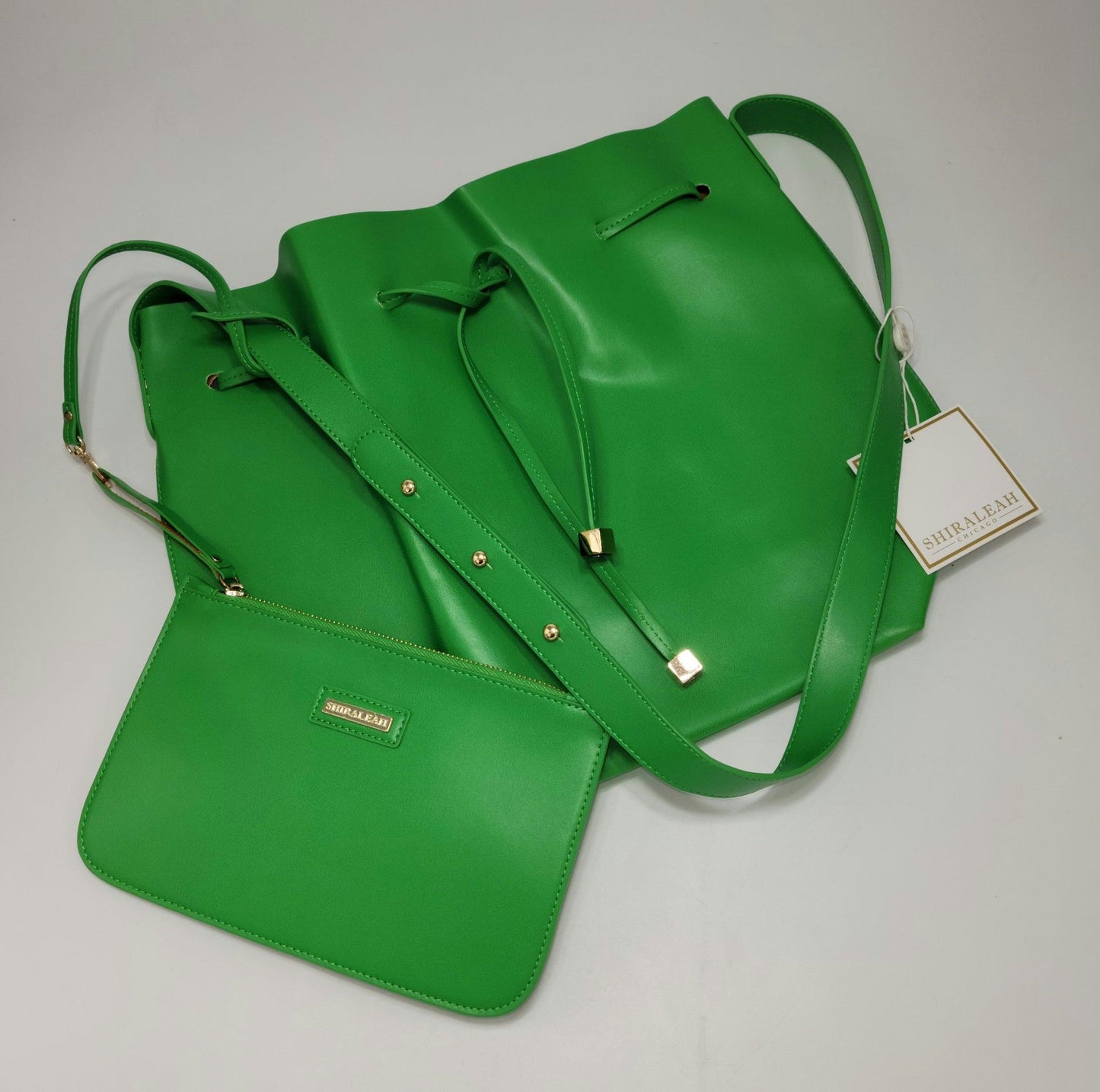 Shiraleah Aria Drawsting Shoulder Bag - Tote - Purse Fern 12hx16w - Grannies Garage