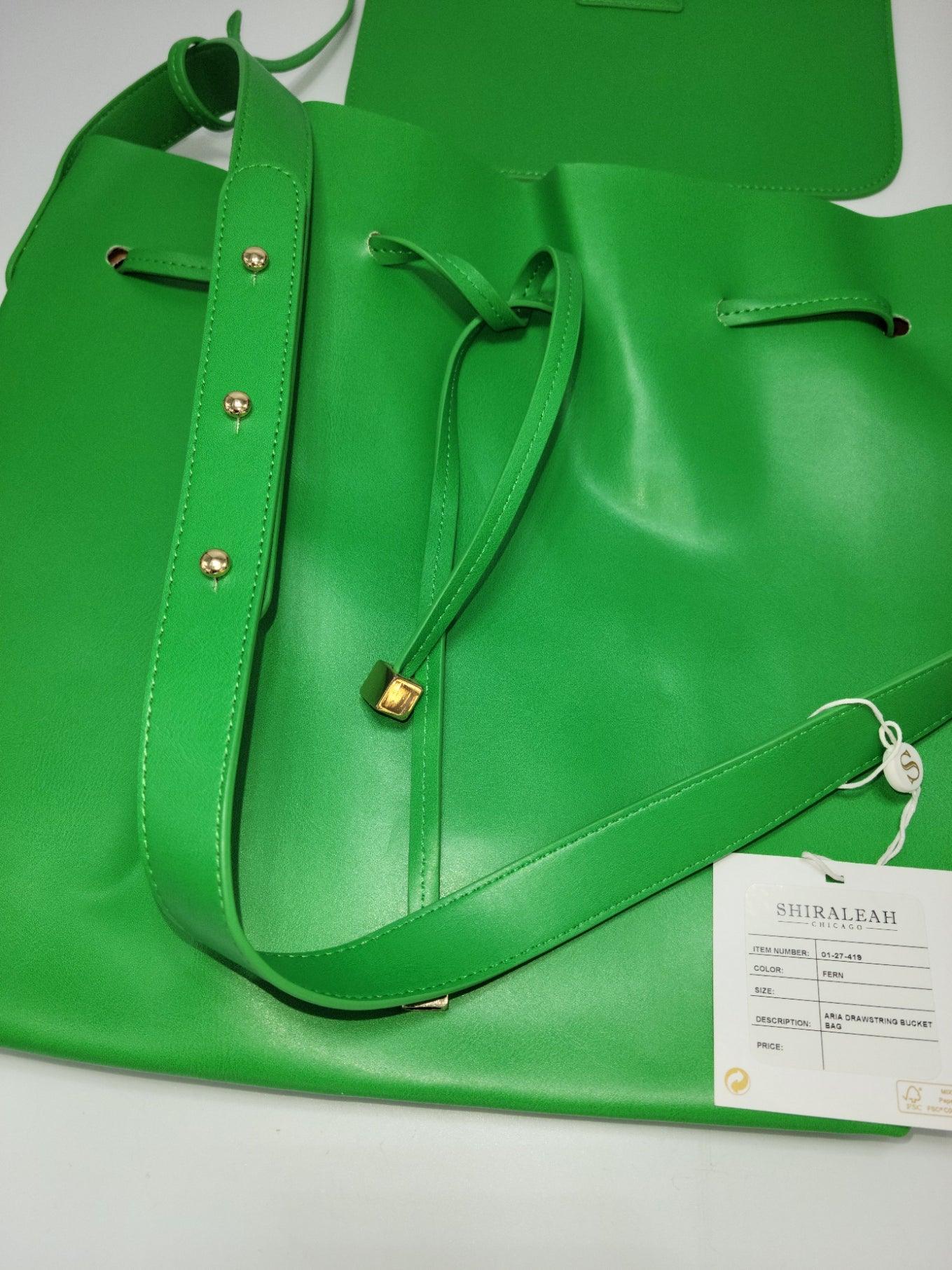Shiraleah Aria Drawsting Shoulder Bag - Tote - Purse Fern 12hx16w - Grannies Garage