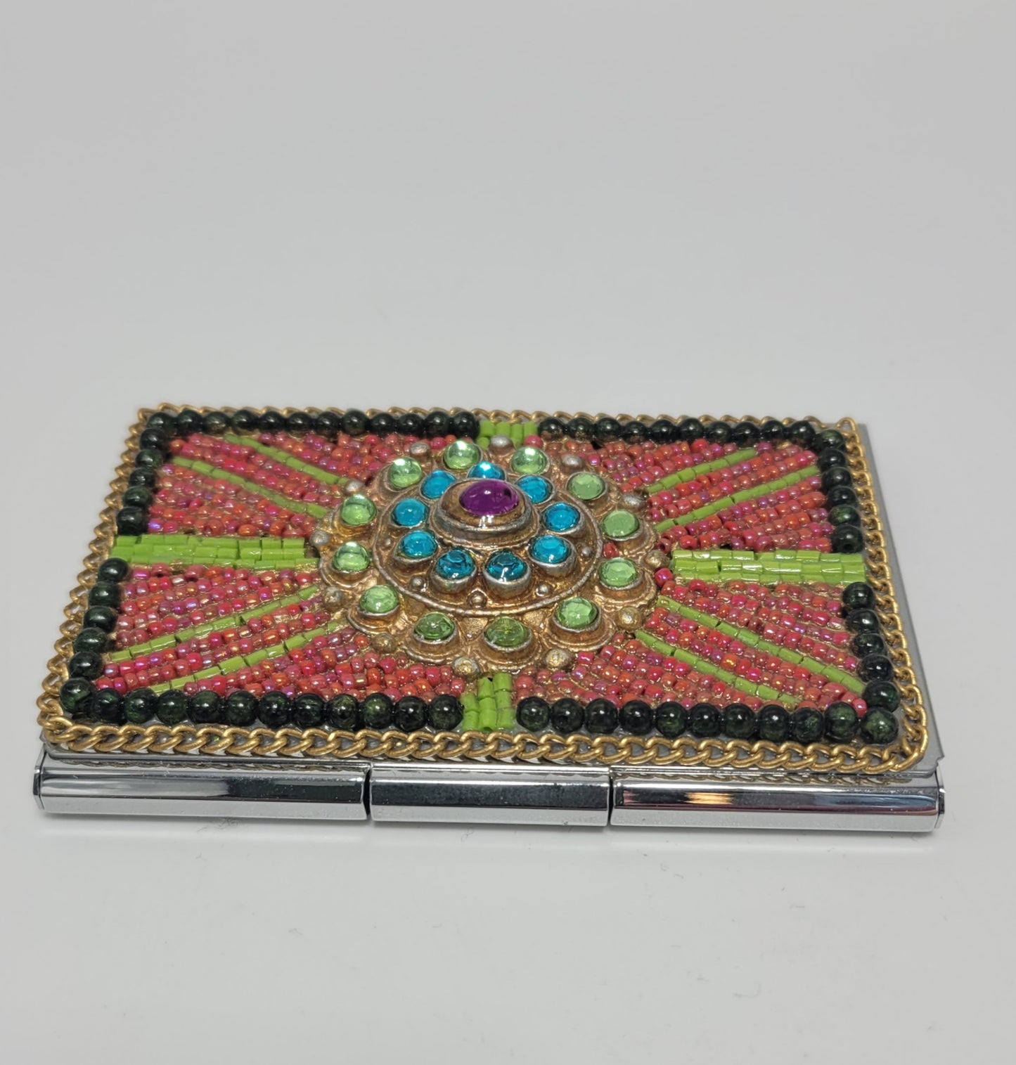 Set of Jeweled Compact Mirror, Pill Box, & Card Holder - Grannies Garage