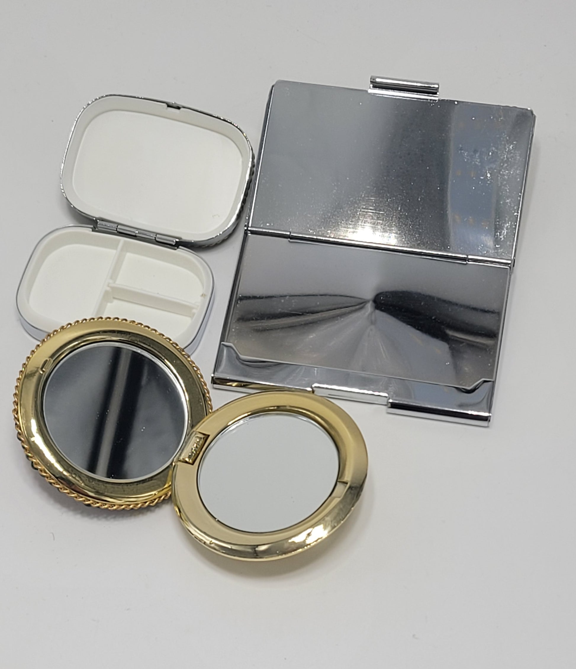 Set of Jeweled Compact Mirror, Pill Box, & Card Holder - Grannies Garage