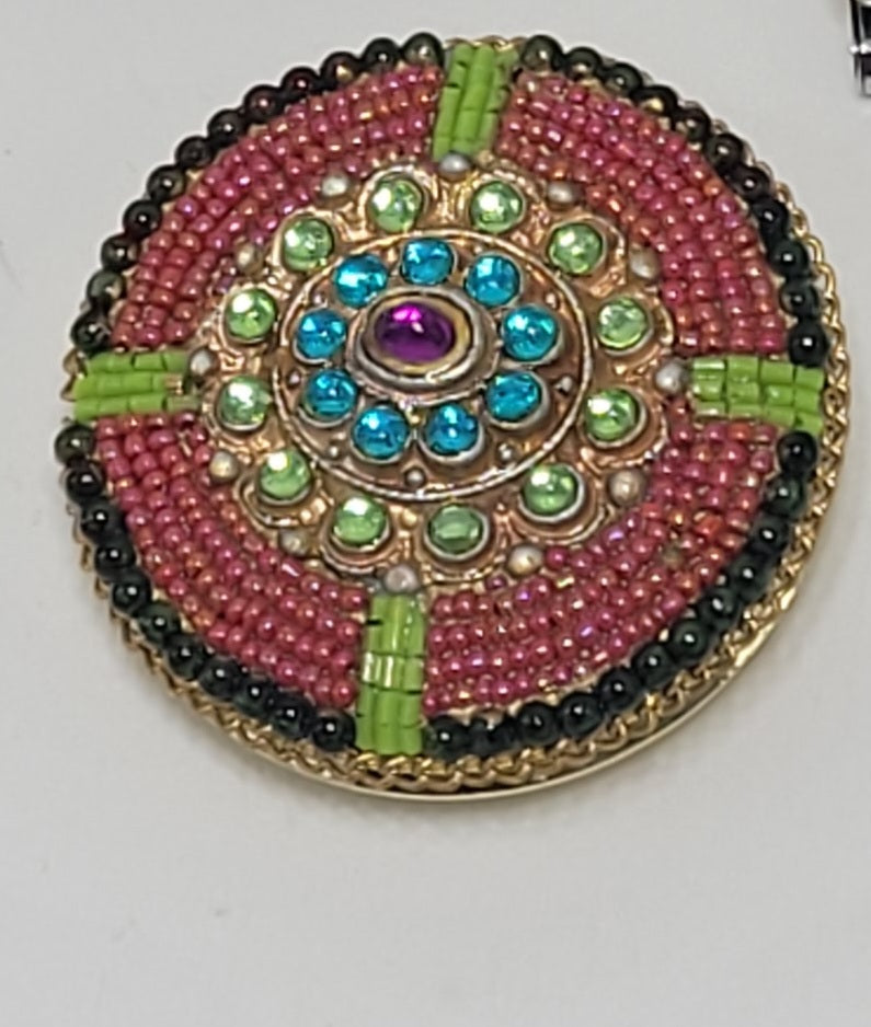 Set of Jeweled Compact Mirror, Pill Box, & Card Holder - Grannies Garage