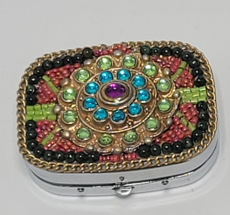Set of Jeweled Compact Mirror, Pill Box, & Card Holder - Grannies Garage