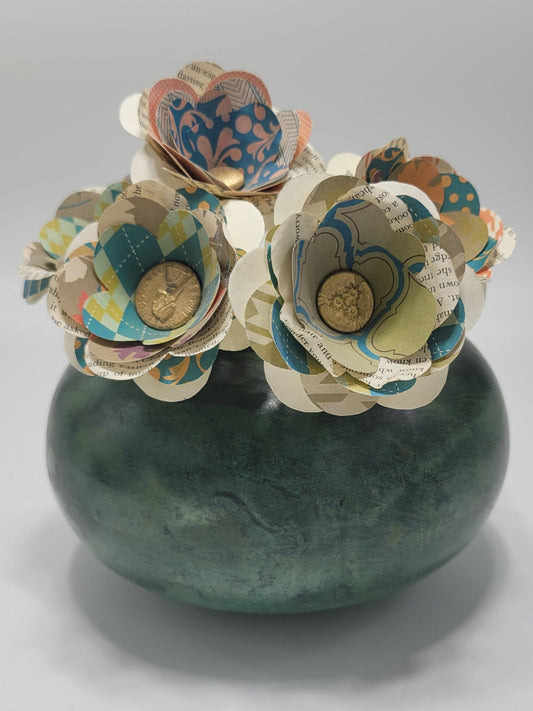 Vintage Bowl with Generous Rounded Silhouette and Verdigris color - Grannies Garage
