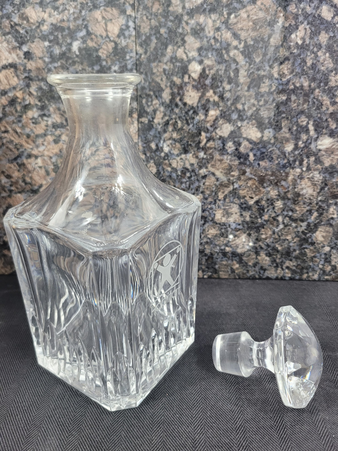 Decanter Habitat for Humanity Logo etched in Crystal Glass
