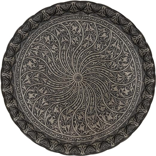 Turkish Ottoman Coffee Tea Serving Tray – 13.75 Inches, Wavy Zamac Tray - Grannies Garage