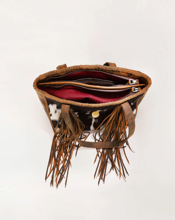 Hide And Fringe Medium Cowhide Purse