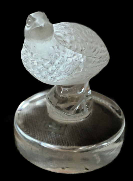 Antique - Vintage Lalique Glass Paperweight Bird Quail Dove - Grannies Garage