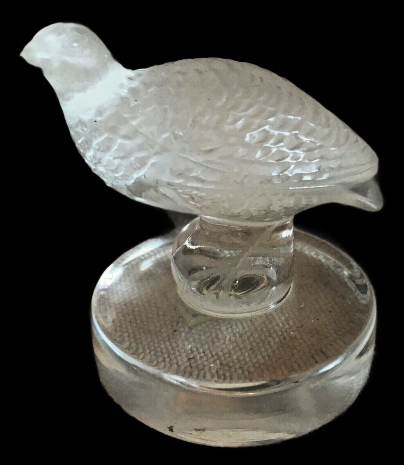 Antique - Vintage Lalique Glass Paperweight Bird Quail Dove - Grannies Garage