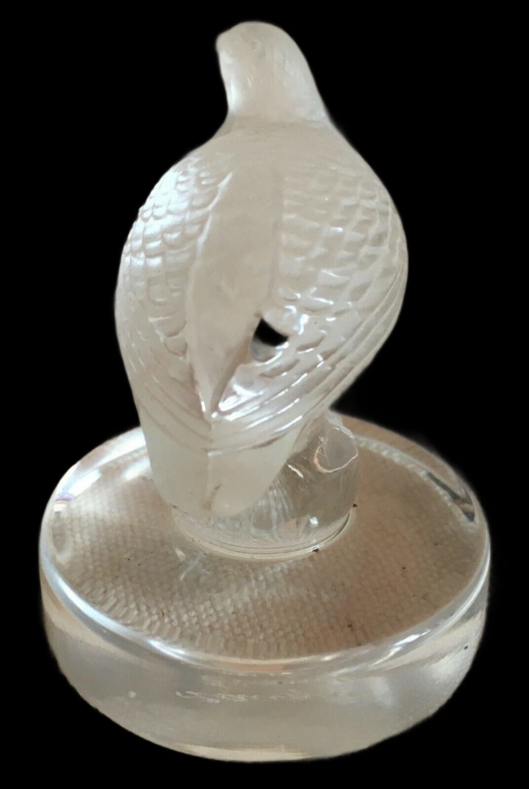 Antique - Vintage Lalique Glass Paperweight Bird Quail Dove - Grannies Garage