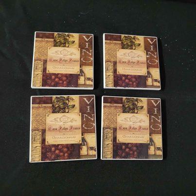 Coasters Set of 4 Chardonnay Vino - Grannies Garage