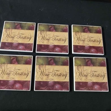 Coasters Set of 6 Wine Tasting - Grannies Garage