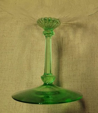 Green Glass stem serving dish - Grannies Garage