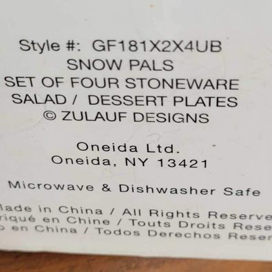 Collectible - Oneida Set Of 4 Snowman Stoneware Dessert Salad Plates - Grannies Garage