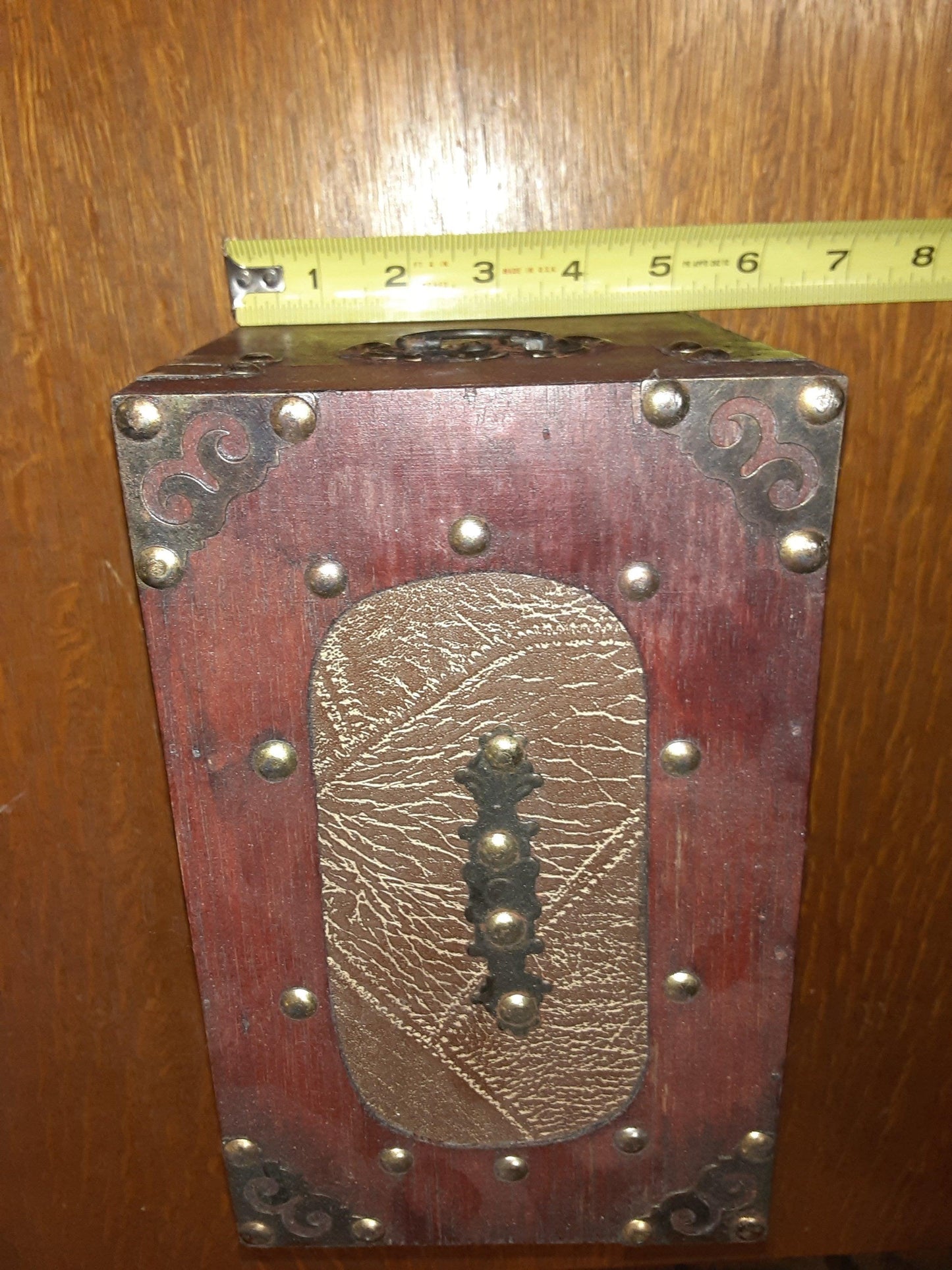 Box - Small Wood Decorative Trunk and Faux Leather Small Treasure Chest - Grannies Garage