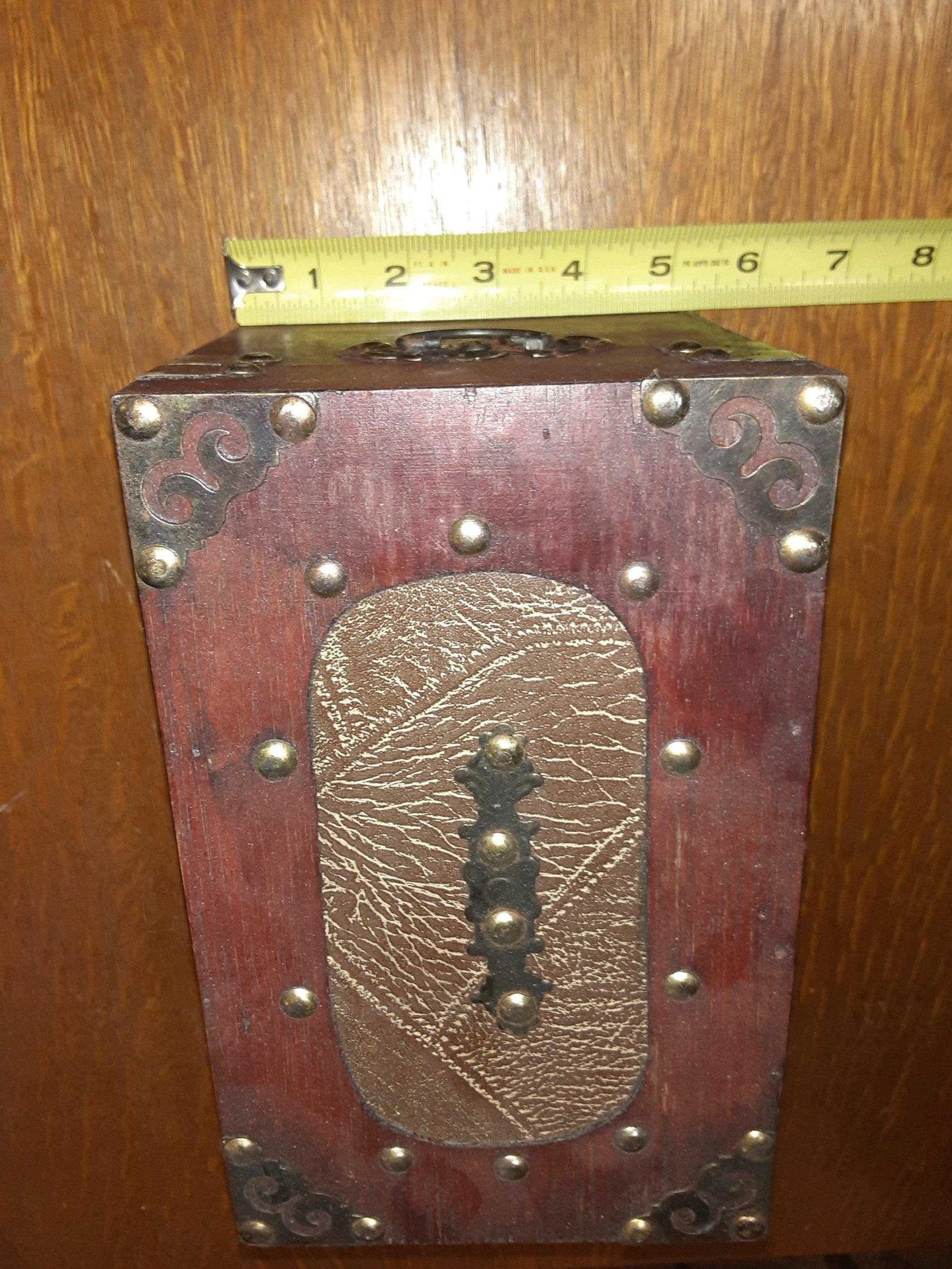 Box - Small Wood Decorative Trunk and Faux Leather Small Treasure Chest - Grannies Garage