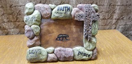 Frame - Faith, Hope, and Love Cobblestone Cross Photo Frame 4x6 - Grannies Garage