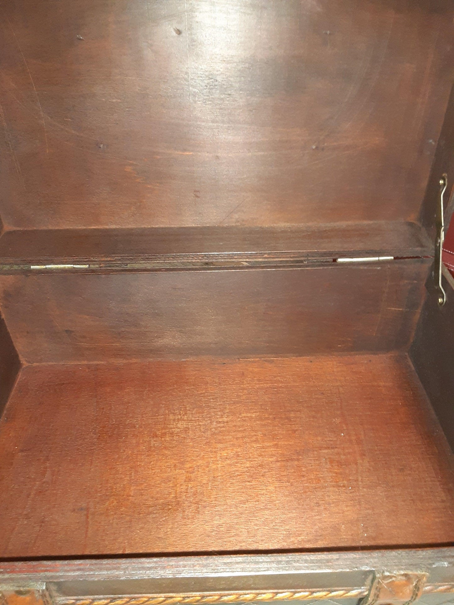 Box- Black and Brown Wood and Faux Leather Small Treasure Chest - Grannies Garage