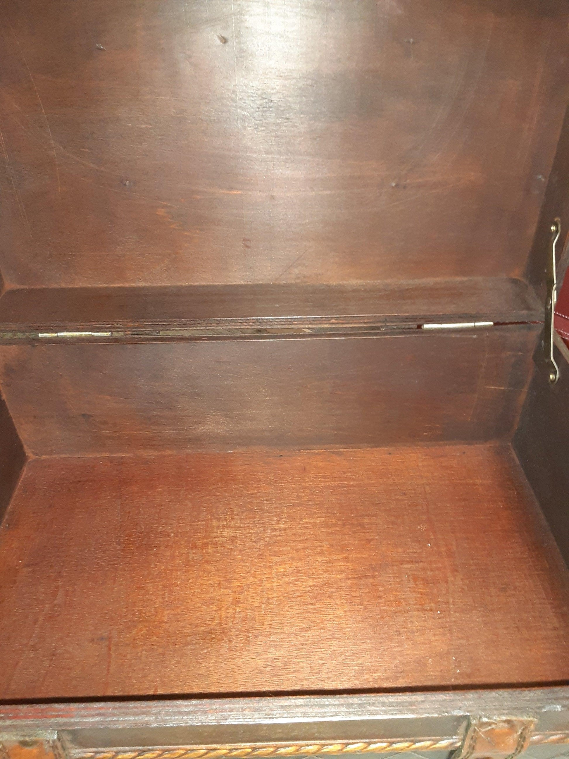 Box- Black and Brown Wood and Faux Leather Small Treasure Chest - Grannies Garage