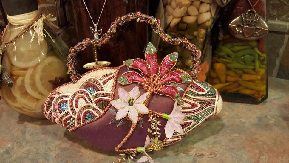 Mary Frances Hand Bag Pink Flowers Retired Design - Grannies Garage
