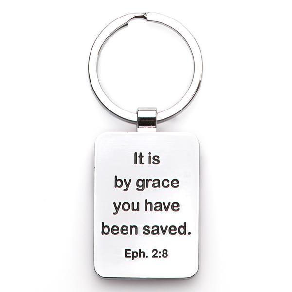 Keyring - Purple Metal Cross - Grannies Garage