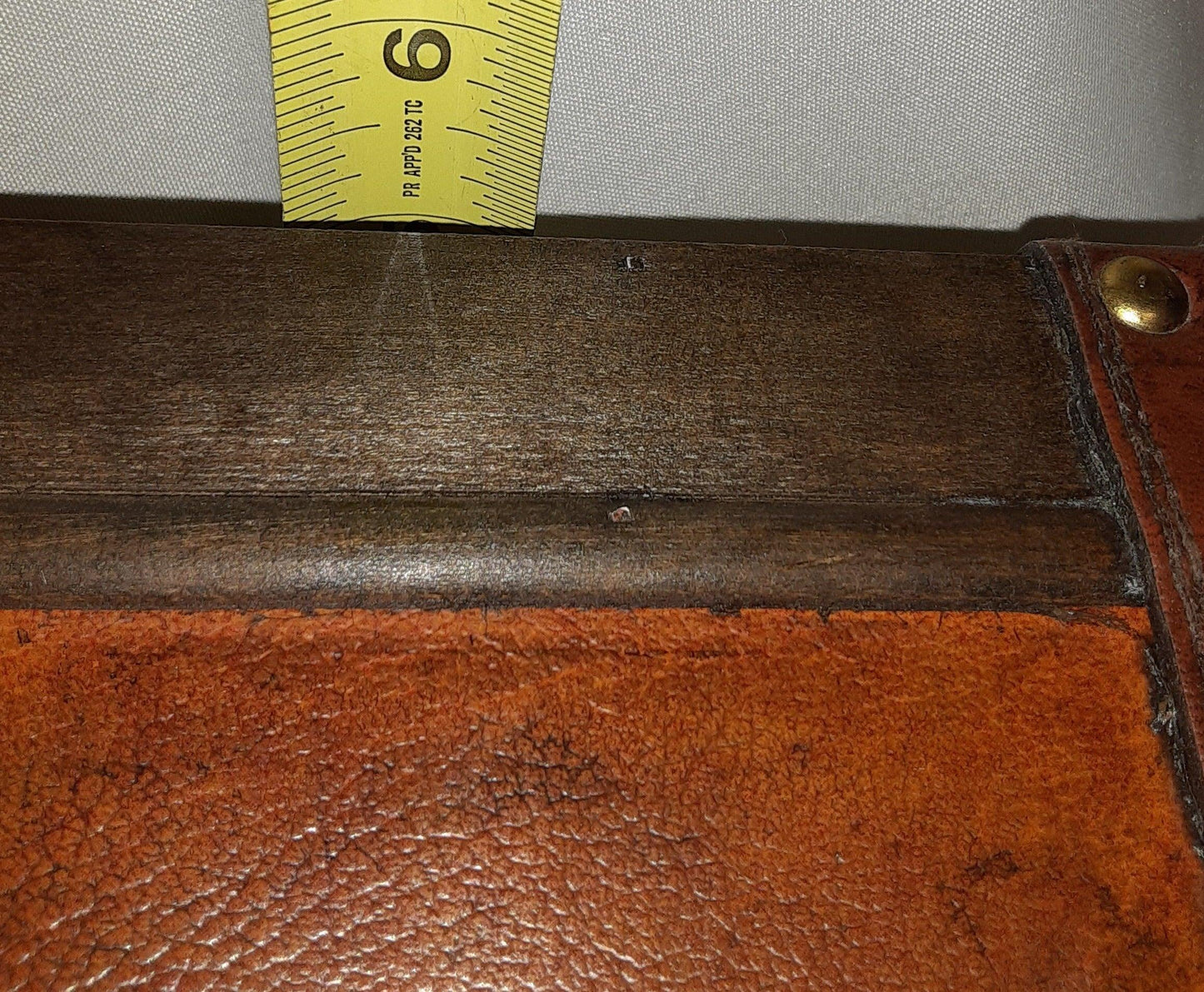 Box - Two Tone Brown Trunk Wood and Faux Leather Small Treasure Chest - Grannies Garage