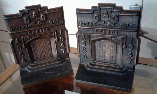 Bookends - Rare 1947 Ontario Agricultural College Presentation Piece Souvenir Building - Grannies Garage