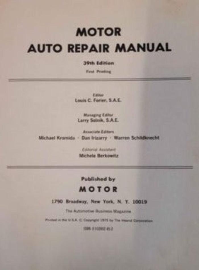 Book - 1976 Motor Auto Repair Book - Grannies Garage