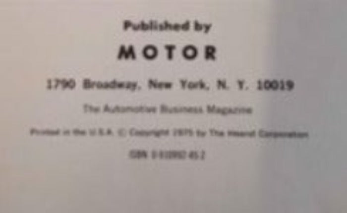 Book - 1976 Motor Auto Repair Book