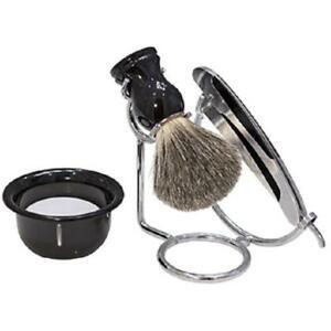 Kingsley Shave Set -Black and Silver Handles, Soap and Stand SB-652 - Grannies Garage