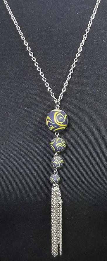 Jewelry - 4 Bead Pendent with Tassel Necklace - Choice of Viva Beads Colors - Limited Quantities - Grannies Garage