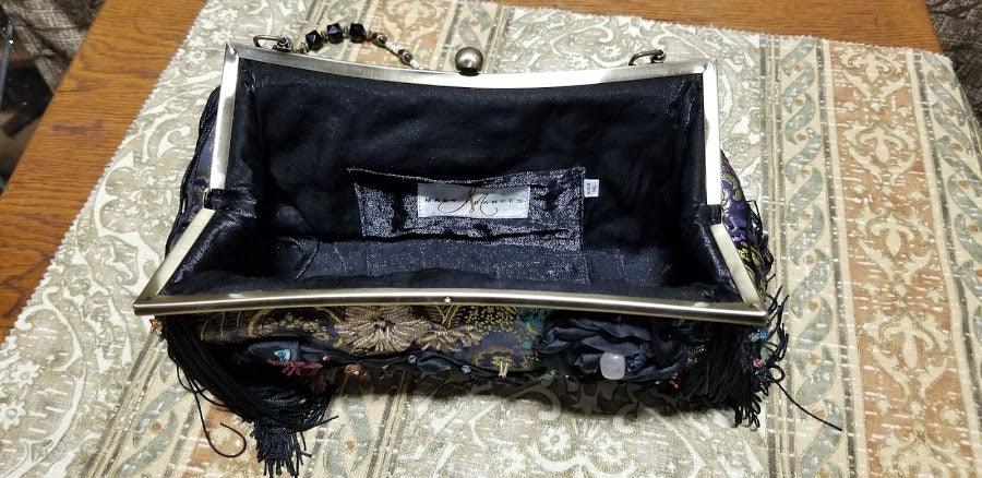 Mary Frances Hand Bag Black Ornate Retired Design - Grannies Garage