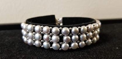 Jewelry - Sterling Silver Freshwater Cultured Pearl 3 Row Stretch Bracelet - Choice of Five Colors - Grannies Garage