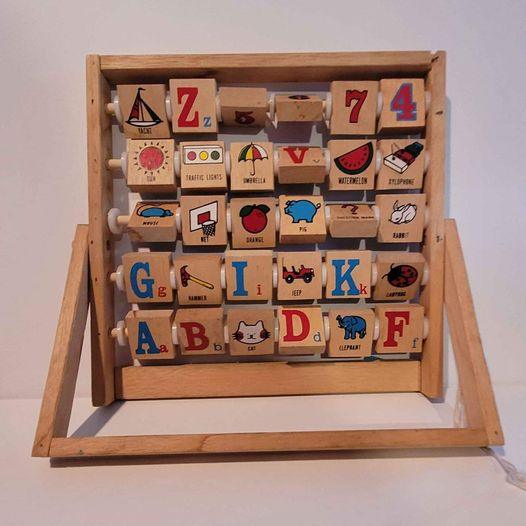 Toys - Learn the Alphabet vintage wood ABC flip blocks - Grannies Garage